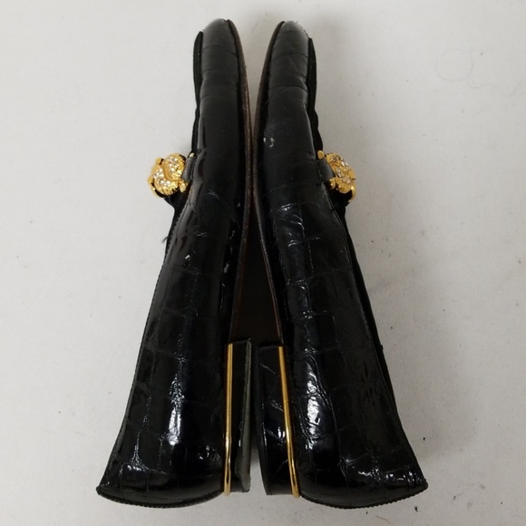 Brunella Black Crocodile Slip On Loafers Shoes 37 - Picture 6 of 8